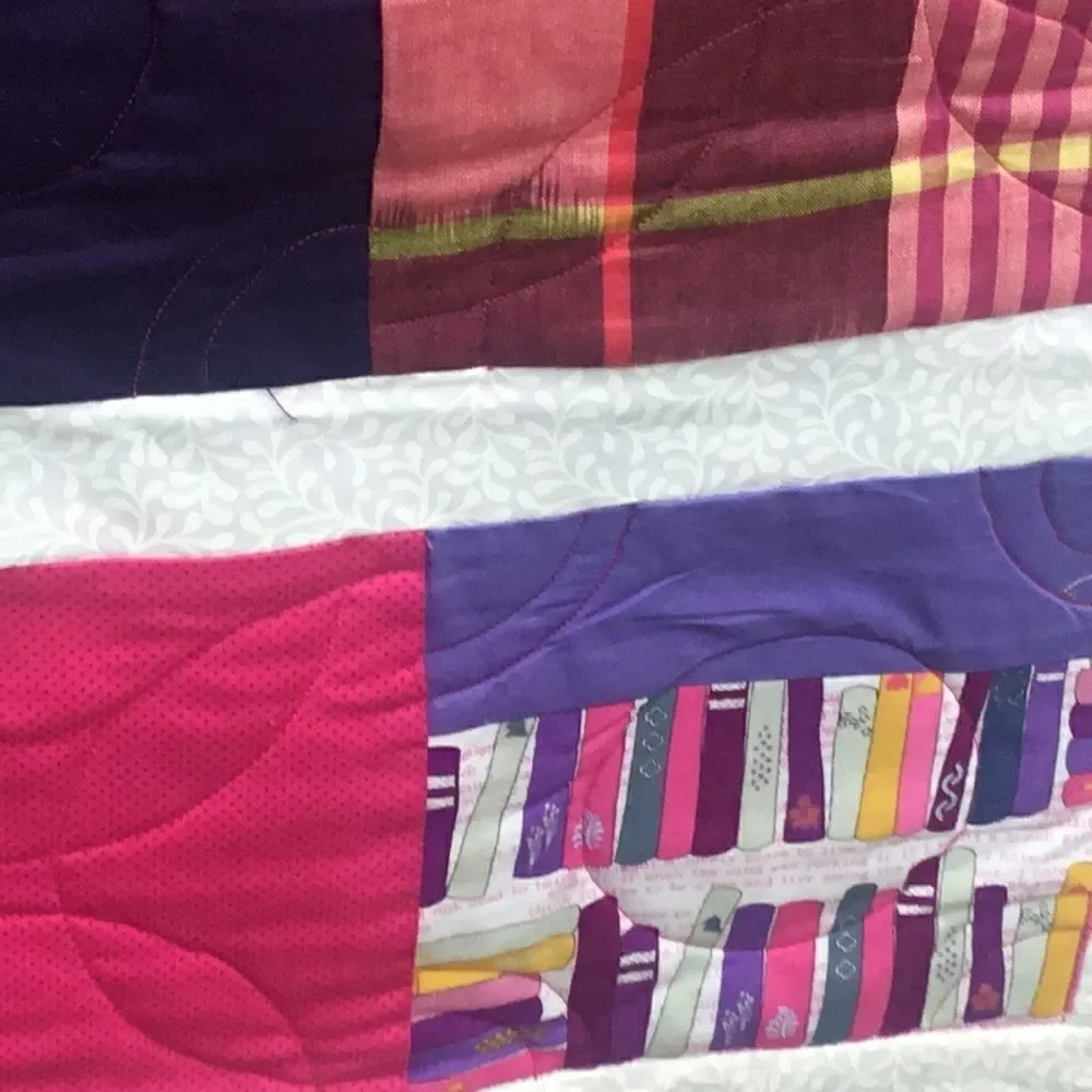 NWT. Hand Crafted Let’s Read Fuschia Quilt